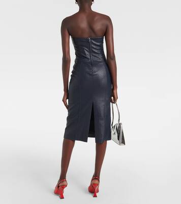 Strapless faux leather midi dress | Rotate