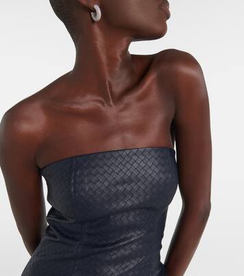 Strapless faux leather midi dress | Rotate