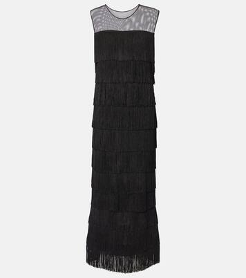 Fringed tiered maxi dress | Norma Kamali