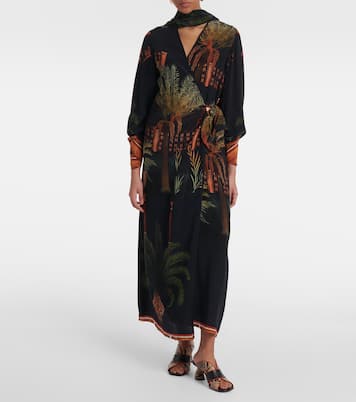 Robe portefeuille imprimée en soie | Johanna Ortiz