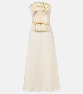 Abito lungo in lino con decorazioni  | Johanna Ortiz