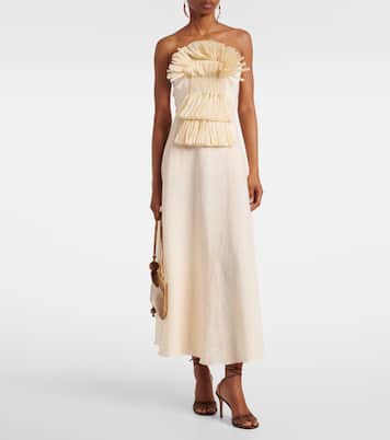 Abito lungo in lino con decorazioni  | Johanna Ortiz