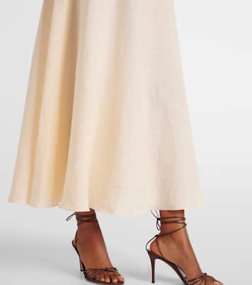 Abito lungo in lino con decorazioni  | Johanna Ortiz