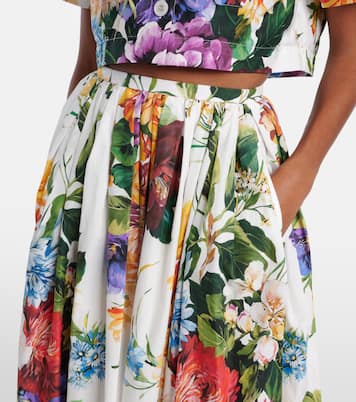 Floral gathered cotton midi skirt | Dolce&Gabbana