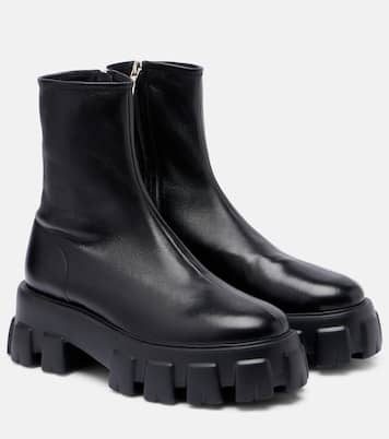 Monolith leather ankle boots | Prada