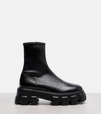 Monolith leather ankle boots | Prada