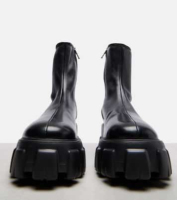 Monolith leather ankle boots | Prada