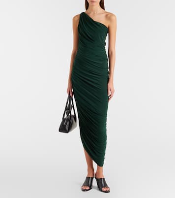 Diana ruched asymmetric midi dress | Norma Kamali