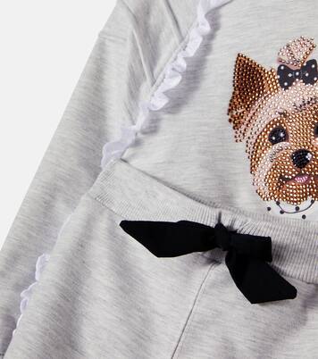 Embellished cotton-blend hoodie and sweatpants set | Monnalisa