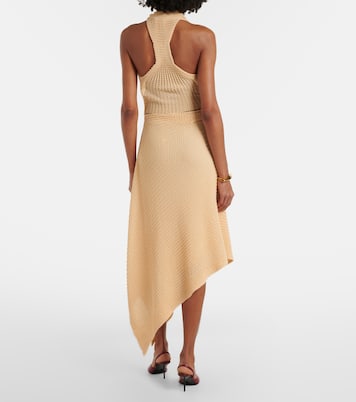 Knitted asymmetric cotton-blend midi skirt | Victoria Beckham