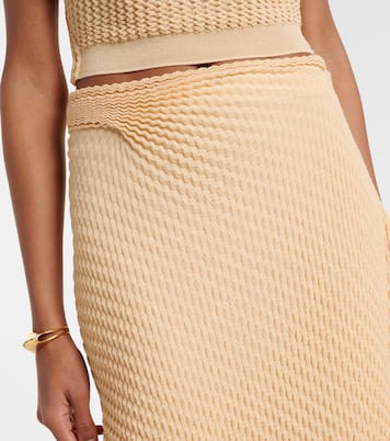 Knitted asymmetric cotton-blend midi skirt | Victoria Beckham