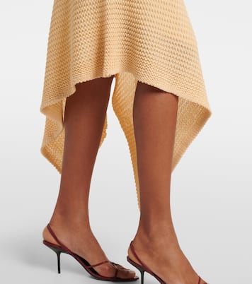 Knitted asymmetric cotton-blend midi skirt | Victoria Beckham