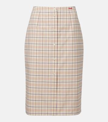 Checked cotton poplin pencil skirt | Prada