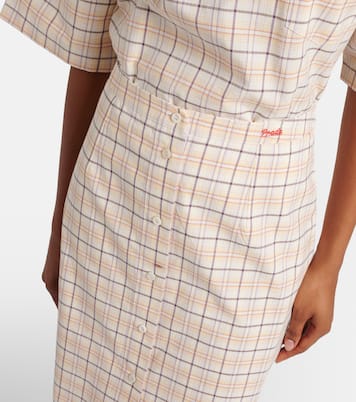 Checked cotton poplin pencil skirt | Prada