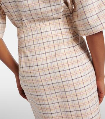 Checked cotton poplin pencil skirt | Prada