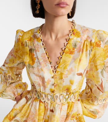 Robe Como en lin et soie à fleurs | Zimmermann