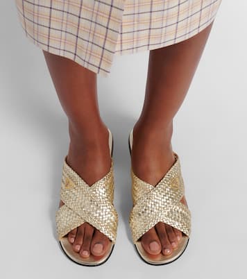 Pantoletten Woven aus Leder | Prada