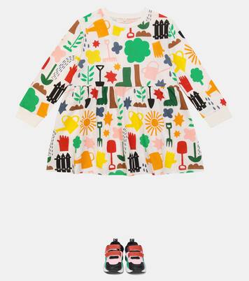 Printed cotton jersey dress in white | Stella McCartney Kids