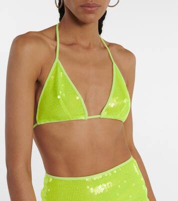Top de bikini triangular con lentejuelas | David Koma