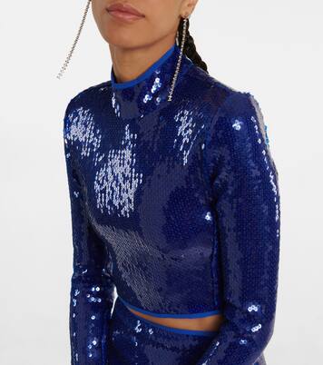 Cropped-Top mit Pailletten | David Koma