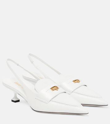 Leather slingback penny loafers | Miu Miu