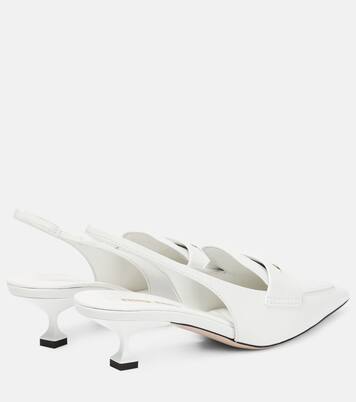 Leather slingback penny loafers | Miu Miu