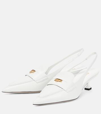 Leather slingback penny loafers | Miu Miu