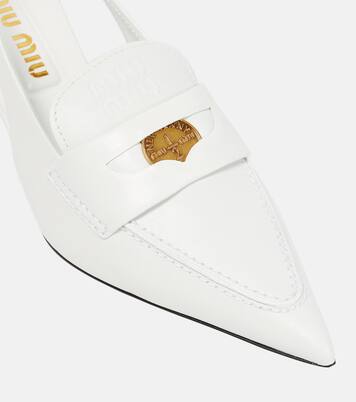 Leather slingback penny loafers | Miu Miu