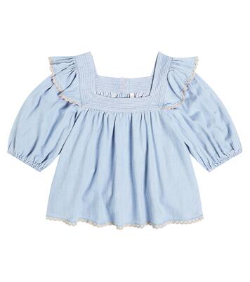 Halcyon smocked denim top | Zimmermann Kids