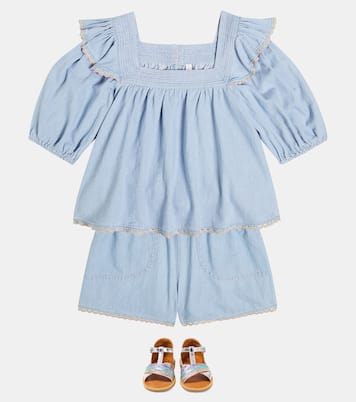 Halcyon smocked denim top | Zimmermann Kids