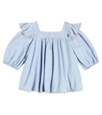 Halcyon smocked denim top | Zimmermann Kids