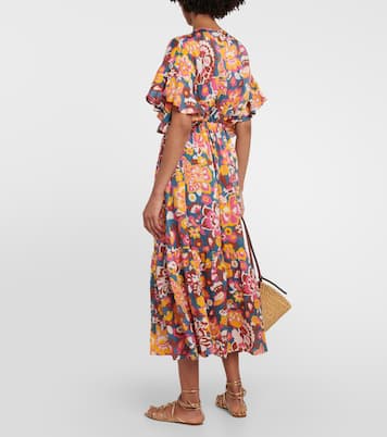 Robe midi Piment en soie et coton à fleurs | Eres