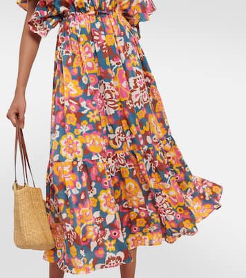 Robe midi Piment en soie et coton à fleurs | Eres