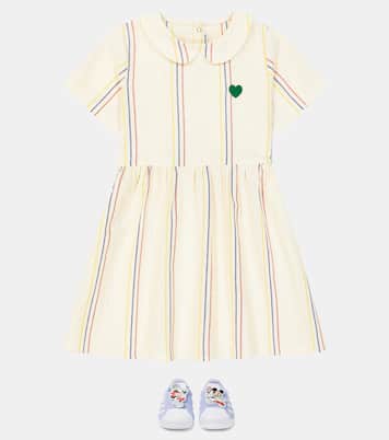 Robe rayée en coton et lin | Mini Rodini