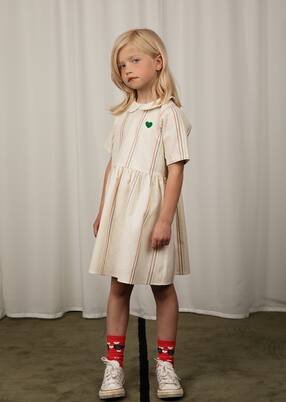 Robe rayée en coton et lin | Mini Rodini