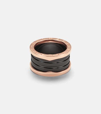 B.zero1 18kt rose gold and ceramic ring | Bvlgari
