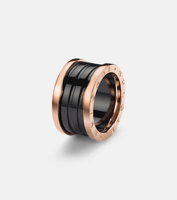 B.zero1 18kt rose gold and ceramic ring | Bvlgari