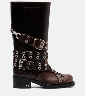 Buckle Belt leather biker boots | Mach & Mach