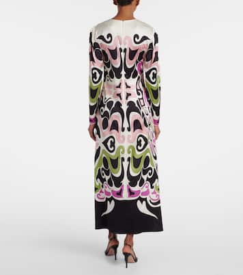 Clingy Swing printed satin midi dress | La DoubleJ
