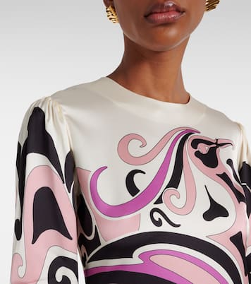 Clingy Swing printed satin midi dress | La DoubleJ