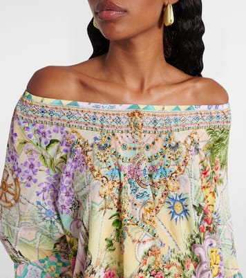 Robe imprimée en crêpe de soie à ornements | Camilla