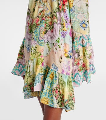 Robe imprimée en crêpe de soie à ornements | Camilla