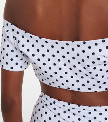 Stefani polka-dot off-shoulder crop top | Bananhot