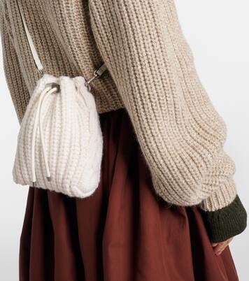 Cinch Mini cable-knit bucket bag | Jimmy Choo