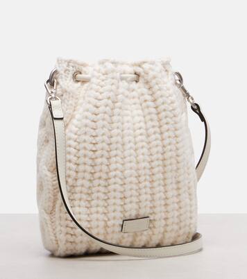 Cinch Mini cable-knit bucket bag | Jimmy Choo