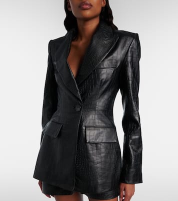 Croc-effect leather blazer | Alex Perry