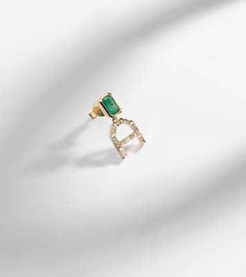 Boucle d’oreille unique en or 18 ct, diamants et émeraude | Shay Jewelry