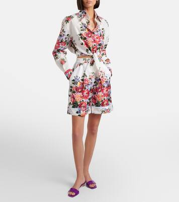 Floral cropped cotton shirt | Dolce&Gabbana