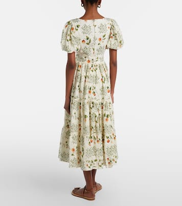 Vestido midi de lino estampado adornado | Agua by Agua Bendita