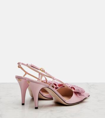 Escarpins slingback Bowow 85 en satin à ornements | Valentino Garavani